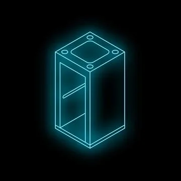 Glowing neon line elevator on dark background Stock Illustration