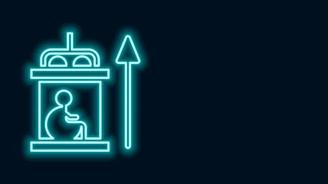 Glowing neon line Elevator for disabled icon isolated on black background. 4K Stock Footage 156030068