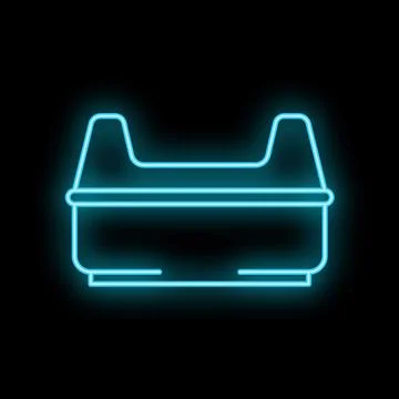 Glowing neon line empty cat litter box icon isolated on black background Stock Illustration