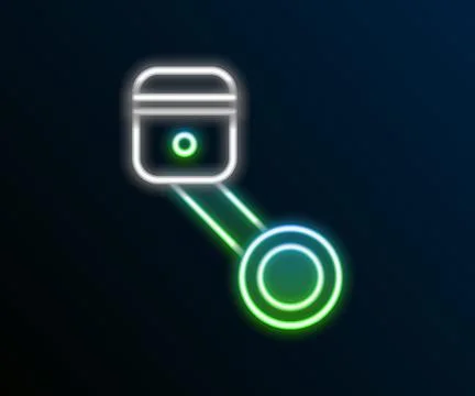 Glowing neon line Engine piston icon isolated on black background. Car engine Stockillustratie
