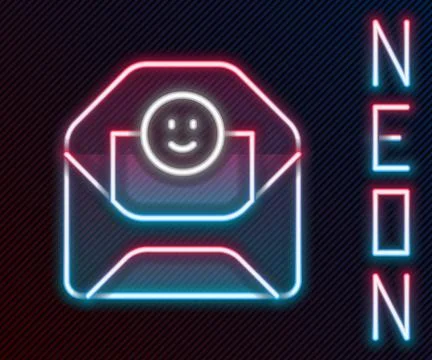 Glowing neon line Envelope with Valentine heart icon isolated on black back.. Stock Illustration