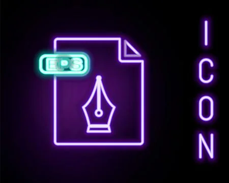 Glowing neon line EPS file document. Download eps button icon isolated on b.. Stock Illustration