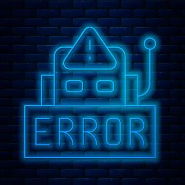 Glowing neon line Error in the operation program of the robot icon isolated on Stockillustratie