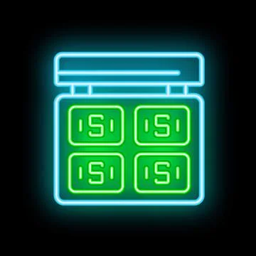 Glowing neon line eye shadow palette icon isolated on black background, pre.. Stock Illustration