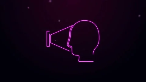 Glowing neon line Face recognition icon isolated on purple background. Face Stock Footage 139794922