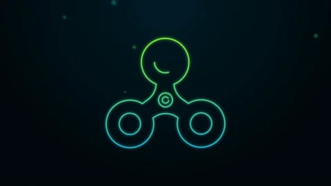 Glowing neon line Fidget spinner icon isolated on black background. Stress Stock Footage 140414396