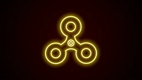 Glowing neon line Fidget spinner icon isolated on black background. Stress Stock Footage 142553668
