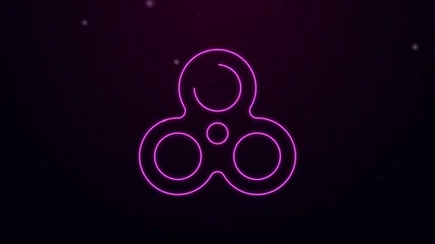Glowing neon line Fidget spinner icon isolated on black background. Stress Stock Footage 159294955