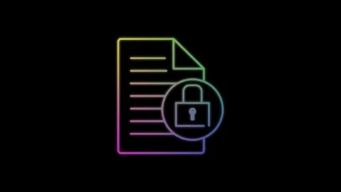 Glowing neon line File document icon isolated on black background. Checklis.. Stock Footage 304023675