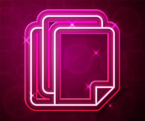 Glowing neon line File document icon isolated on red background. Checklist icon Stock Illustration