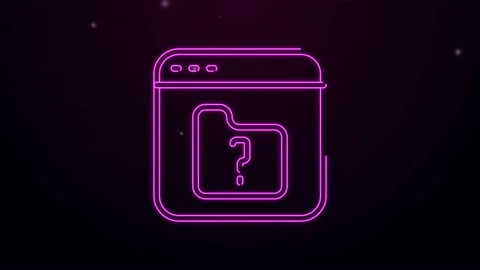 Glowing neon line File missing icon isolated on black background. 4K Video Stock Footage 144450182