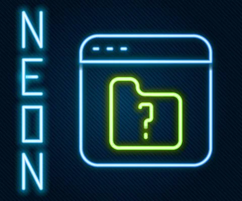 Glowing neon line File missing icon isolated on black background. Colorful Stock Illustration