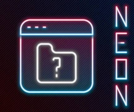 Glowing neon line File missing icon isolated on black background. Colorful Stock Illustration