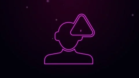 Glowing neon line Finding a problem in psychology icon isolated on black Stock Footage 167860742