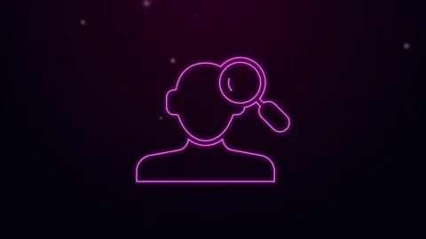Glowing neon line Finding a problem in psychology icon isolated on black Stock Footage 167860942