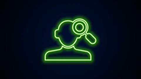 Glowing neon line Finding a problem in psychology icon isolated on black Stock Footage 167860943