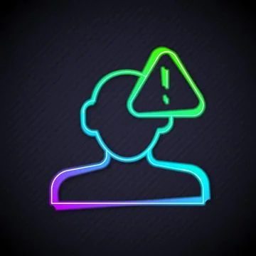 Glowing neon line Finding a problem in psychology icon isolated on black Stock Illustration