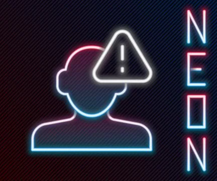 Glowing neon line Finding a problem in psychology icon isolated on black 스톡 일러스트