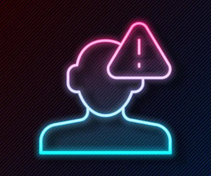 Glowing neon line Finding a problem in psychology icon isolated on black ba.. 스톡 일러스트