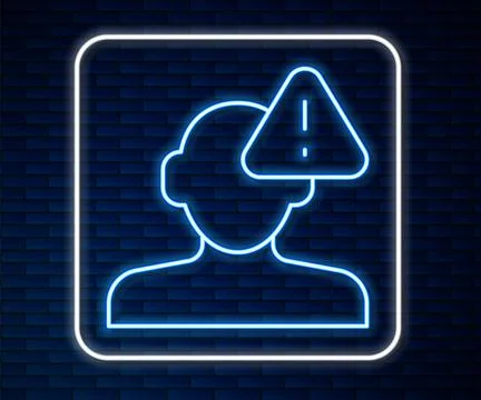 Glowing neon line Finding a problem in psychology icon isolated on brick wa.. Stock Illustration