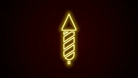 Glowing neon line Firework rocket icon isolated on black background. Concept of Stock Footage 142488286
