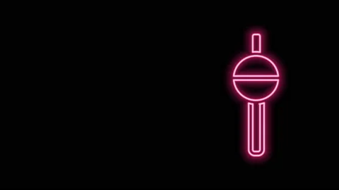 Glowing neon line Fishing float icon isolated on black background. Fishing Stock Footage 141161253
