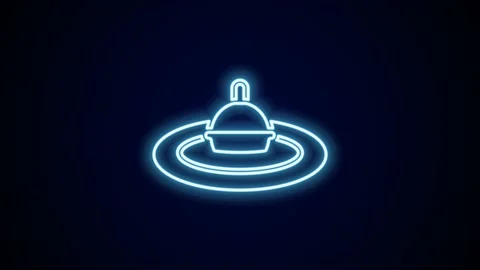 Glowing neon line Fishing float in water icon isolated on black background Stock Footage 227338650