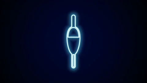 Glowing neon line Fishing float icon isolated on black background. Fishing Stock Footage 227439897