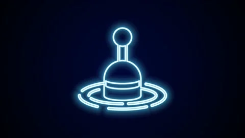 Glowing neon line Fishing float in water icon isolated on black background Stock Footage 227441619