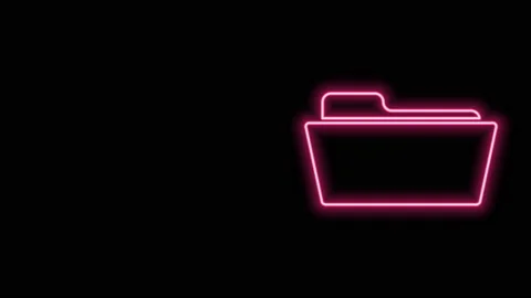 Glowing neon line Folder icon isolated on black background. 4K Video motion Stock Footage 140817112