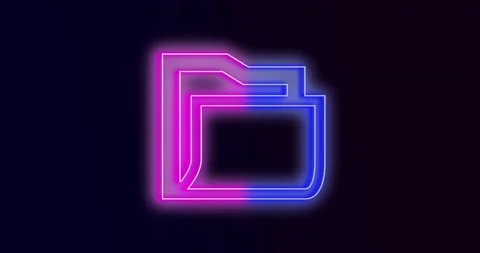 Glowing neon line folder icon Stock Footage 149240695