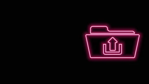 Glowing neon line Folder upload icon isolated on black background. 4K Video Stock Footage 140817091