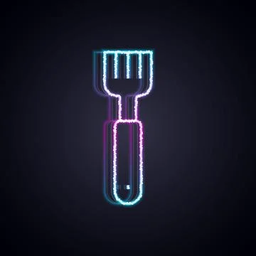 Glowing neon line Fork icon isolated on black background. Cutlery symbol. Vector Illustrazione stock