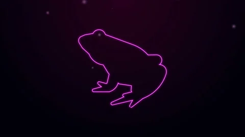 Glowing neon line Frog icon isolated on purple background. Animal symbol. 4K Stock Footage 139796341