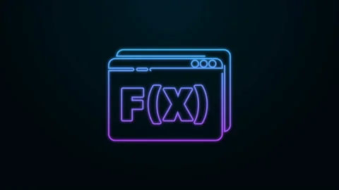Glowing neon line Function mathematical symbol icon isolated on black background Stock Footage 140221650