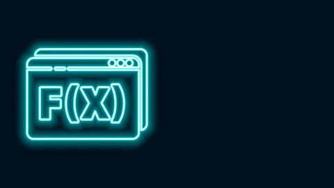 Glowing neon line Function mathematical symbol icon isolated on black background Stock Footage 141829123