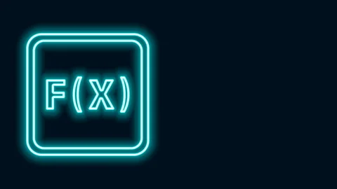 Glowing neon line Function mathematical symbol icon isolated on black background Stock Footage 141829394