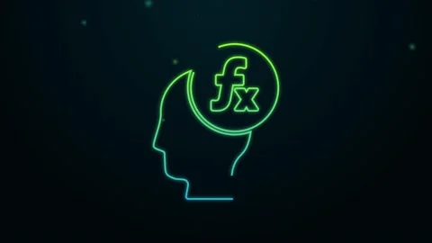 Glowing neon line Function mathematical symbol icon isolated on black background Stock Footage 154731975