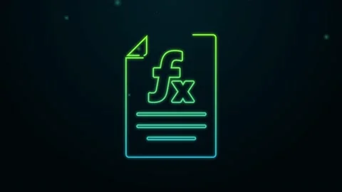 Glowing neon line Function mathematical symbol icon isolated on black background Stock Footage 154732074