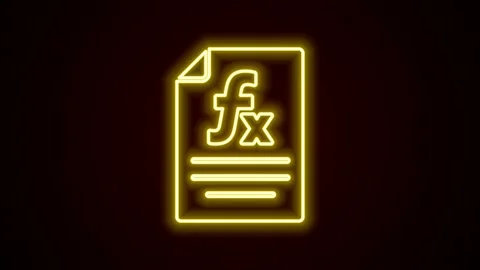 Glowing neon line Function mathematical symbol icon isolated on black background Stock Footage 154732079