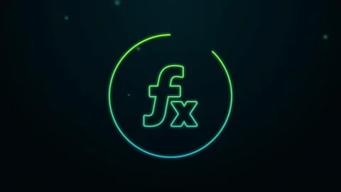 Glowing neon line Function mathematical symbol icon isolated on black background Stock Footage 154732169