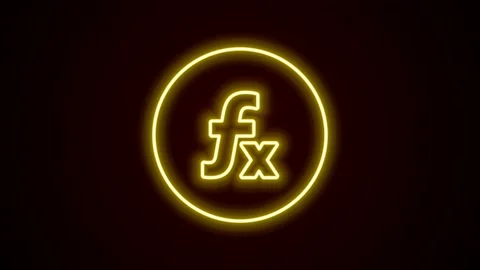 Glowing neon line Function mathematical symbol icon isolated on black background Stock Footage 154732170