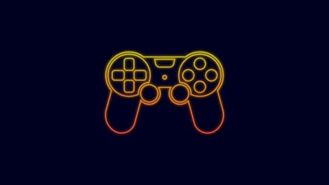 Glowing neon line Game controller or joystick for game console icon isolated on Stock Footage 227243903