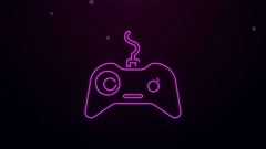 Neon Gamepad with Glitch Effect 