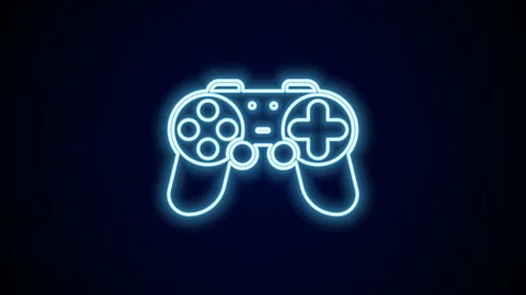 Glowing neon line Gamepad icon isolated on black background. Game controller. 4K Stock Footage 227402954