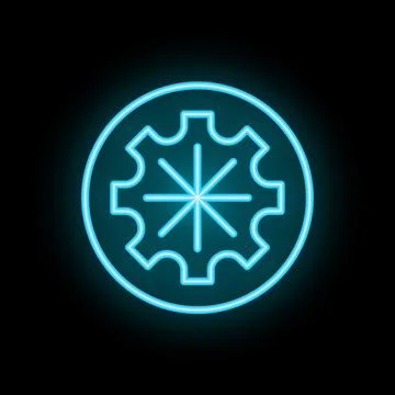 Glowing neon line gear setting icon isolated on black background Stock Illustration