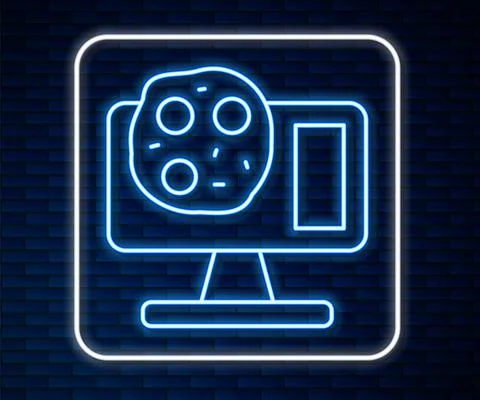 Glowing neon line Genetic engineering modification on laptop icon isolated on 스톡 일러스트