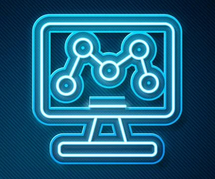 Glowing neon line Genetic engineering modification on laptop icon isolated on イラスト素材