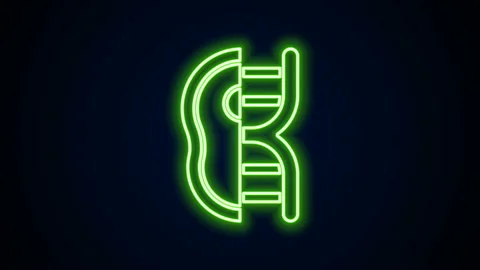 Glowing neon line Genetically modified meat icon isolated on black background Stock Footage 142334962