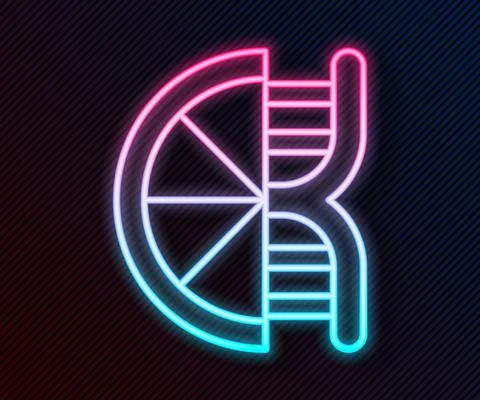 Glowing neon line Genetically modified citrus fruit icon isolated on black Stock Illustration